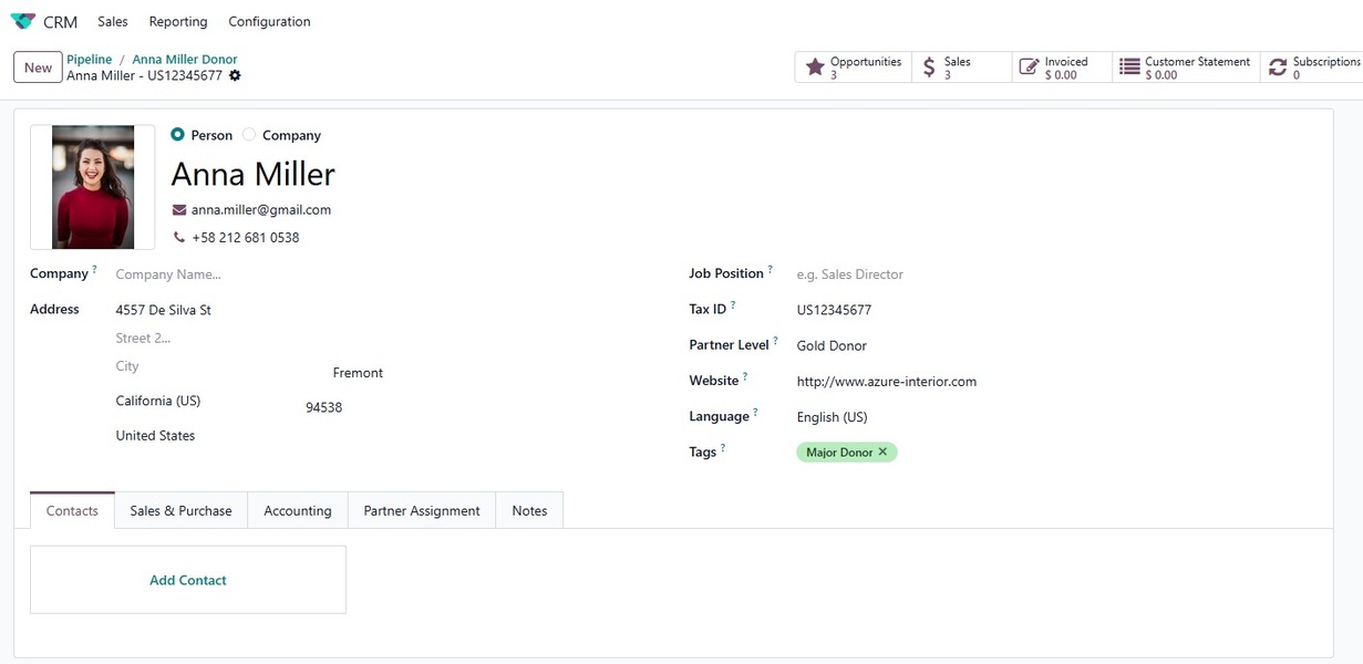 CRM App – Centralized donor management with profiles, donation history and communication preferences