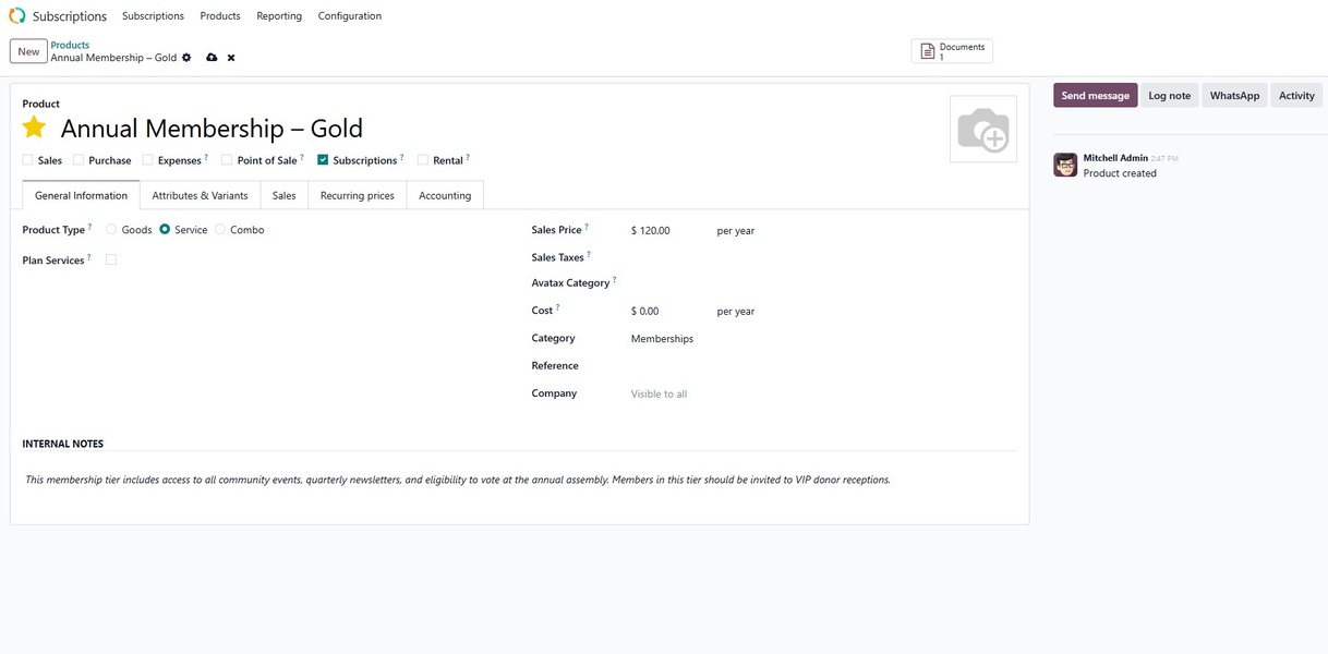 Subscriptions App – Membership tiers with automatic renewals, pricing plans and accounting integration